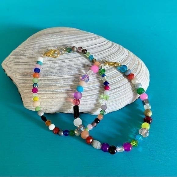 Set of 2 Handmade Colorful Beaded Bracelets - Picture 1 of 3